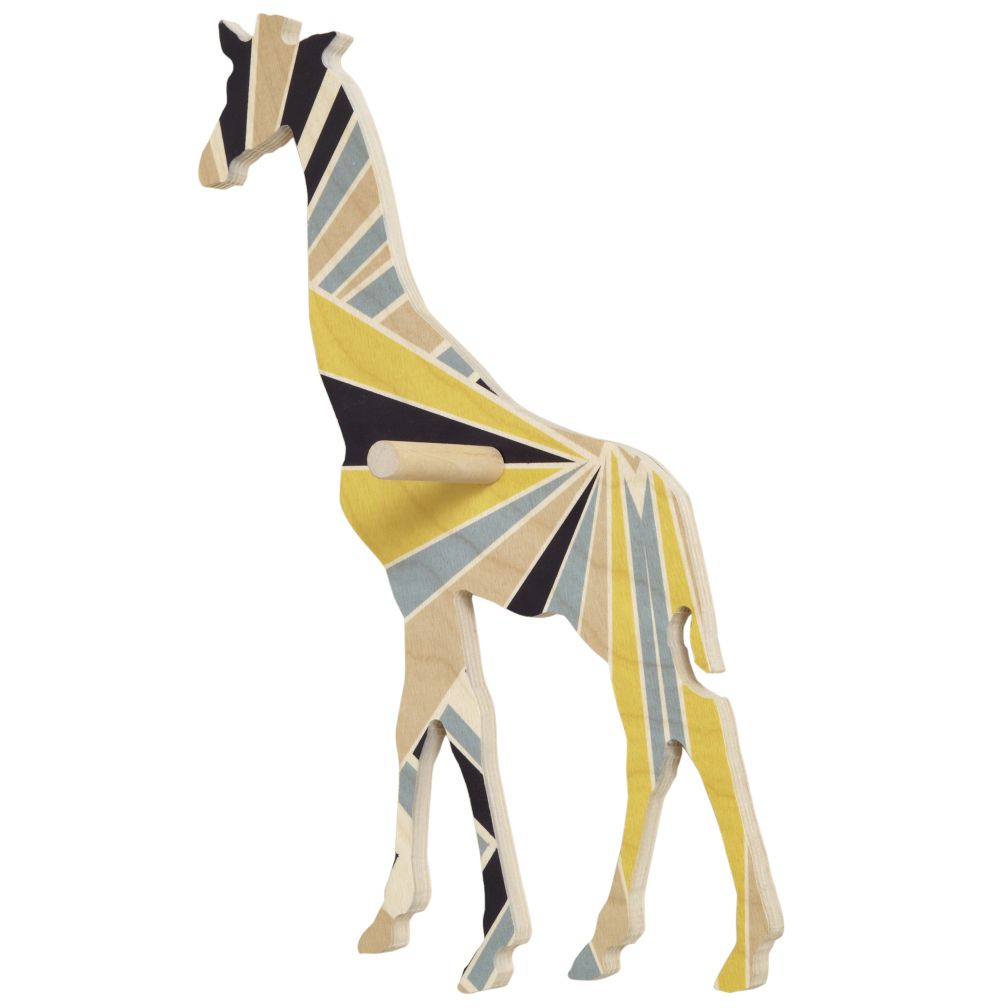 Medium Flashy Forest Giraffe Wall Hook (Blue/Yellow)